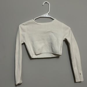 white cropped long sleeve top